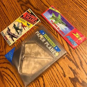Paper Planes Origami Set and Flying Glider Jet Fighter Planes Bundle Lot